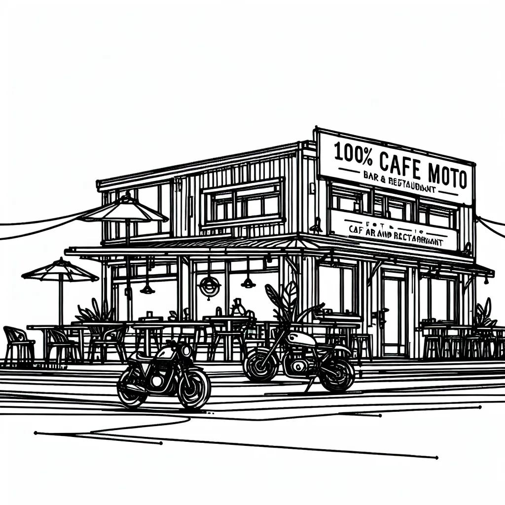 100% Cafe Moto Bar and Restaurant AI illustration