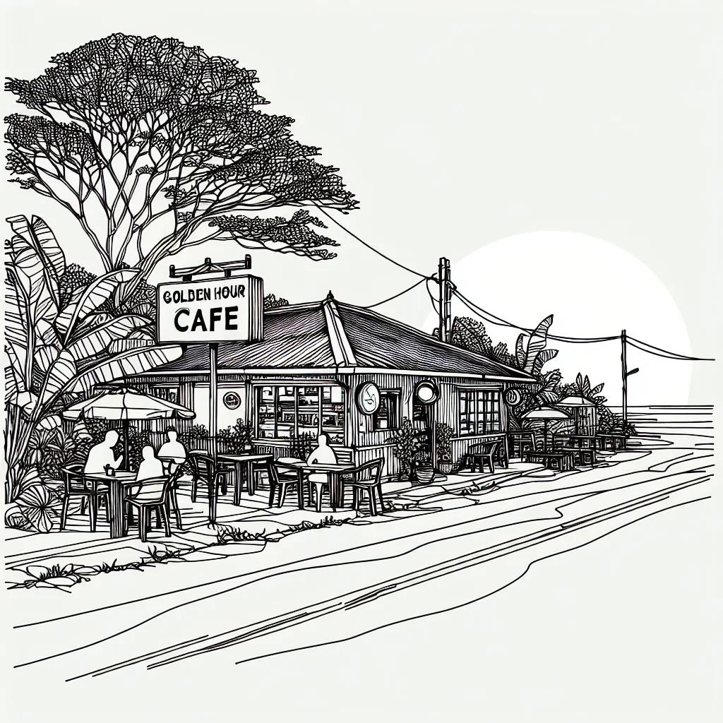 Golden Hour Cafe AI illustration
